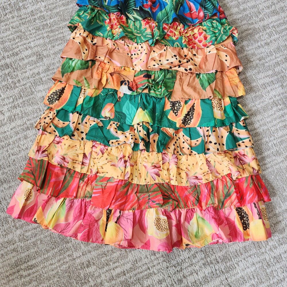 FARM Rio Tropical Mixed Prints Multi-Layered Midi Skirt size M - Picture 3 of 11